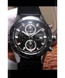 Tag Heuer Carrera Heuer 01 Swiss Replica Watch in Steel Casing Ceramic Bezel 43MM