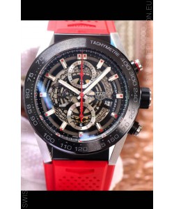 Tag Heuer Carrera Heuer 01 Swiss Replica Watch in Red Strap 45MM 
