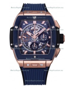 Hublot Spirit of Bang Rose Gold Casing Blue Dial Ceramic Bezel - 42MM Swiss Replica