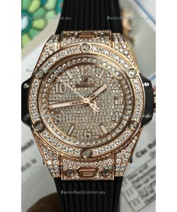 Hublot Big Bang One Click Diamonds Paved Dial Rose Gold Swiss Replica Watch 39MM