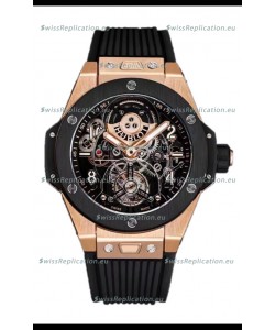 Hublot Big Bang Tourbillon Rose Gold Casing Ceramic Bezel Watch in 45MM 1:1 Mirror Replica