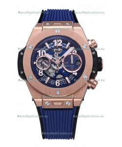 Hublot Big Bang Unico Blue Rose Gold Casing 1:1 Mirror Edition Swiss Replica Watch