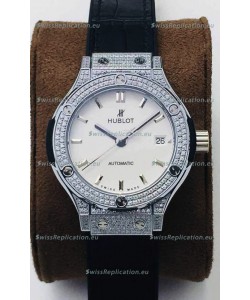 Hublot Classic Fusion Diamonds Steel White Dial 38MM Swiss Replica Watch 1:1 Mirror Quality