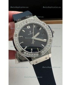 Hublot Classic Fusion Stainless Steel 33MM Blue Dial Swiss Quartz Movement Watch 1:1 Mirror Quality