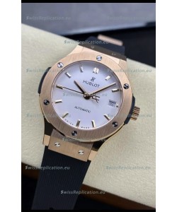 Hublot Classic Fusion 1:1 Mirror Replica Swiss Watch in Rose Gold 904L Steel Casing White Dial 38MM