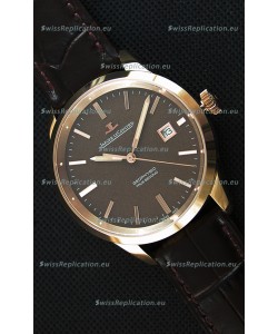 Jaeger LeCoultre Geophysic True Second Pink Gold Swiss Replica Watch Brown Dial 