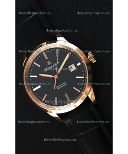 Jaeger LeCoultre Geophysic True Second Pink Gold Swiss Replica Watch Black Dial 