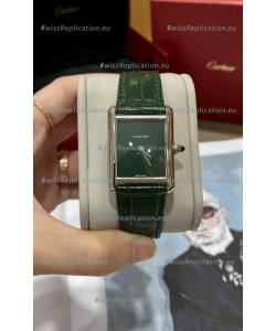 Must De Cartier Tank Edition Watch in 904L Stainless Steel Casing Green Dial