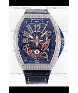 Franck Muller Vanguard KOI V45 YT SC DT AC BL KOI 2 Diamonds Embedded Swiss Replica Watch 