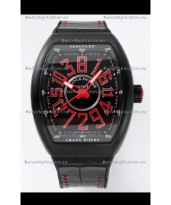 Franck Muller Vanguard Crazy Hours in DLC Coated Casing Black Dial Swiss Replica Watch 