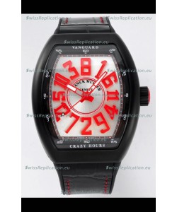 Franck Muller Vanguard Crazy Hours in DLC Coated Casing White Dial Swiss Replica Watch 