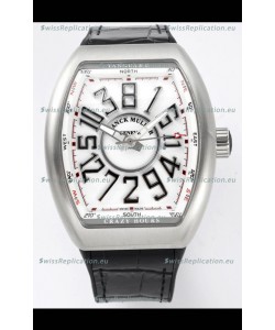 Franck Muller Vanguard Crazy Hours in Stainless Steel - White Dial Swiss Replica Watch 