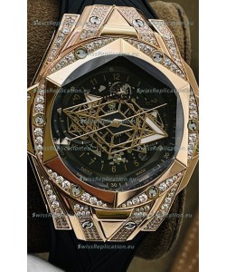 Hublot Big Bang UNICO Sang Bleu II Rose Gold Diamonds 1:1 Mirror Quality Swiss Replica Watch 