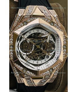Hublot Big Bang UNICO Sang Bleu II Rose Gold Diamonds 1:1 Mirror Quality Swiss Replica Watch 