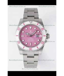 Rolex Submariner DiW Stainless Steel Casing White Ceramic Bezel Pink Dial Edition Watch 