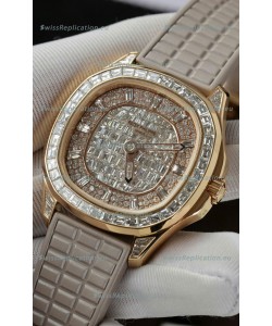 Patek Philippe Aquanaut 5062/450R-001 Rose Gold Diamonds Paved Swiss Replica Watch 