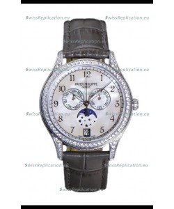Patek Philippe Complications 4948G Annual Calendar Moonphase Pearl Dial White Gold Swiss Replica 