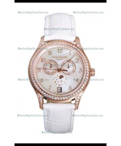 Patek Philippe Complications 4948G Annual Calendar Moonphase Pearl Dial Rose Gold Swiss Replica