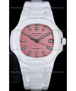 Patek Philippe Nautilus 5711 AET Remould White Ceramic Edition Pink Dial Swiss Replica Watch