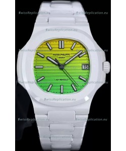 Patek Philippe Nautilus 5711 AET Remould White Ceramic Edition Gradient Yellow/Green Dial Swiss Replica Watch