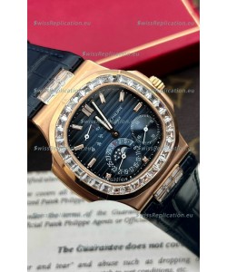 Patek Philippe Nautilus 5712R 1:1 Quality Swiss Replica Watch in Blue Dial Blue Strap