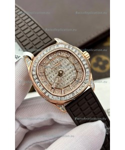 Patek Philippe Aquanaut 5062/450R-001 Rose Gold Diamonds Paved Swiss Replica Watch 