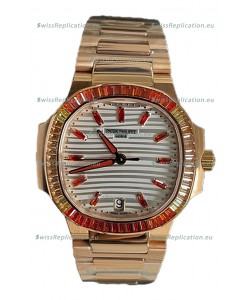 Patek Philippe Nautilus 7118R 35MM 1:1 Rose Gold Case White Dial 1:1 Mirror Replica Watch
