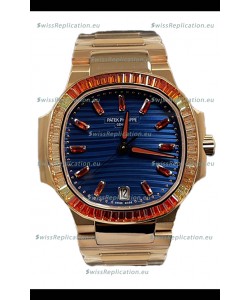 Patek Philippe Nautilus 7118R 35MM 1:1 Rose Gold Case Blue Dial 1:1 Mirror Replica Watch