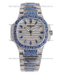 Patek Philippe Nautilus 7118R 35MM 1:1 Blue Diamonds Paved Watch in Steel Casing 