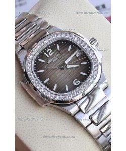 Patek Philippe Nautilus 7010/1G-012 32MM 1:1 Mirror Replica - Genuine Diamonds on Bezel 