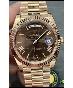 Rolex Day Date Presidential 18K Rose Gold Watch 40MM - Brown Dial 1:1 Mirror Quality