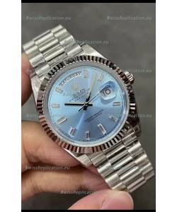 Rolex Day Date Presidential Stainless Steel ICE Blue Dial Watch 40MM - 1:1 Mirror Quality