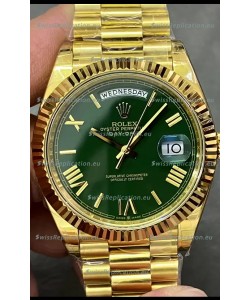 Rolex Day Date Presidential 18K Yellow Gold Watch 40MM - Green Dial 1:1 Mirror Quality