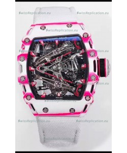 Richard Mille RM38-02 White/Pink Carbon Bubba Watson White Nylon Tourbillon Movement 1:1 Mirror Replica