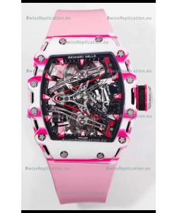 Richard Mille RM38-02 White/Pink Carbon Bubba Watson Pink Rubber Tourbillon Movement 1:1 Mirror Replica