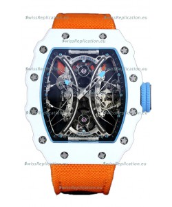 Richard Mille RM53-01 Pablo Mac Donough White TPT CASE White Orange Nylon Swiss Replica Watch