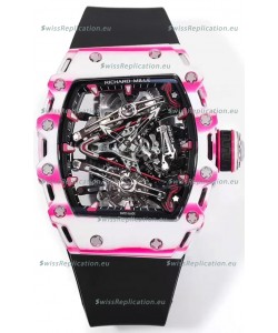Richard Mille RM38-02 White/Pink Carbon Bubba Watson Black Rubber Tourbillon Movement 1:1 Mirror Replica