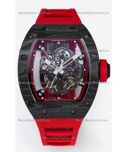 Richard Mille RM055 Black Carbon Casing Red Rubber 1:1 Superclone Genuine Tourbillon Watch 