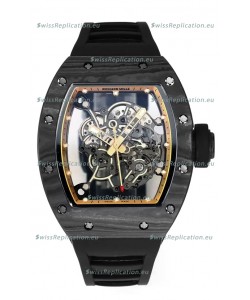 Richard Mille RM055 Black Carbon Casing Black Rubber 1:1 Superclone Genuine Tourbillon Watch 