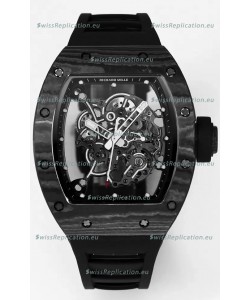 Richard Mille RM055 Black Carbon Casing Black Rubber 1:1 Superclone Genuine Tourbillon Watch 
