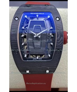Richard Mille RM07 Black Carbon Casing Red Strap 1:1 Superclone Swiss Replica Watch 