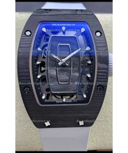 Richard Mille RM07 Black Carbon Casing White Strap 1:1 Superclone Swiss Replica Watch 
