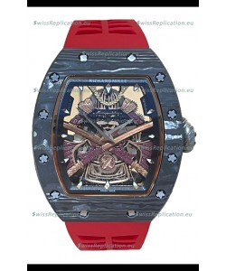 Richard Mille RM047 Samurai Genuine Tourbillon Watch in Carbon Casing Red Strap