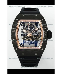 Richard Mille RM055 Black Carbon Casing Gold Rims 1:1 Superclone Genuine Tourbillon Watch 