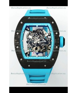 Richard Mille RM055 Black Carbon Casing Blue Rims 1:1 Superclone Genuine Tourbillon Watch 