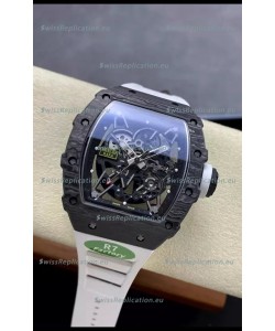 Richard Mille RM35-02 Rafael Nadal Black Carbon White Strap with Genuine Tourbillon Super Clone Watch