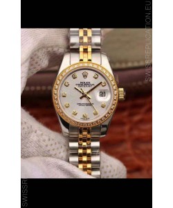 Rolex Datejust Ladies 28MM Cal.3135 Movement Swiss Replica in 904L Steel Yellow Gold 2 Tone Case