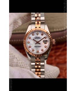 Rolex Datejust Ladies 28MM Cal.3135 Movement Swiss Replica in 904L Steel Rose Gold 2 Tone Case
