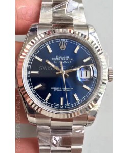 Rolex Datejust 36MM Cal.3135 Movement Swiss Replica Watch in 904L Steel Casing in Blue Dial