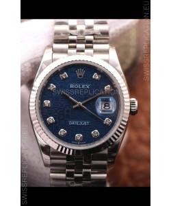 Rolex Datejust 36MM Cal.3135 Movement Swiss Replica Watch in 904L Steel Blue Computer Dial 